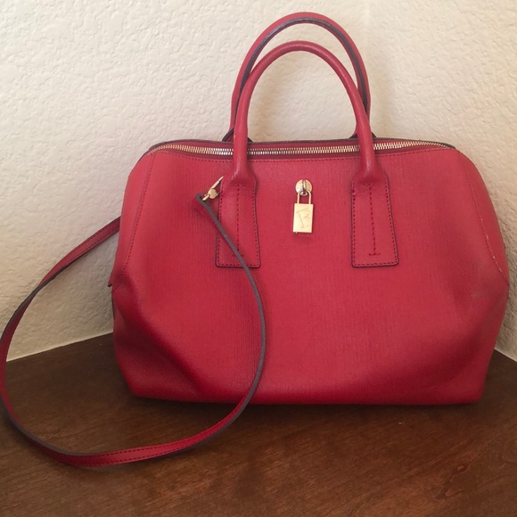 Furla Bag Satchel Radiant Red Leather with Strap - Picture 2 of 8